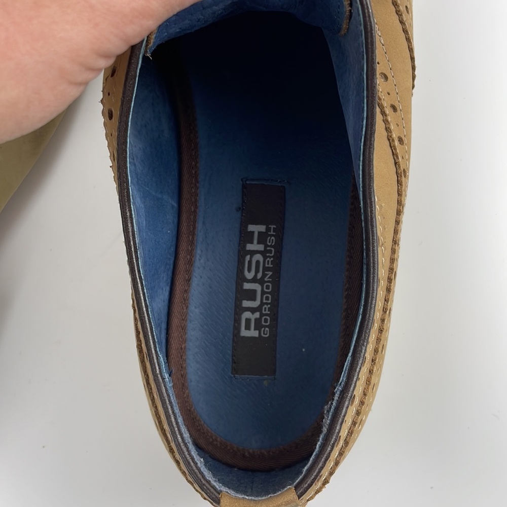 Gordon Rush | Leather Tan Lace Up Wingtip Oxford Academia Formal Shoes 10.5 - Picture 10 of 10